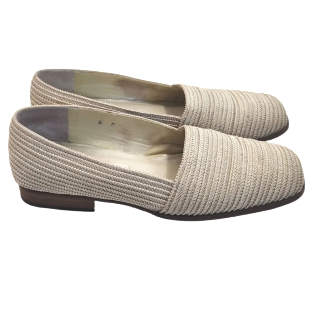 Talbots Low Heel Loafers Natural Color Woven. Size 8